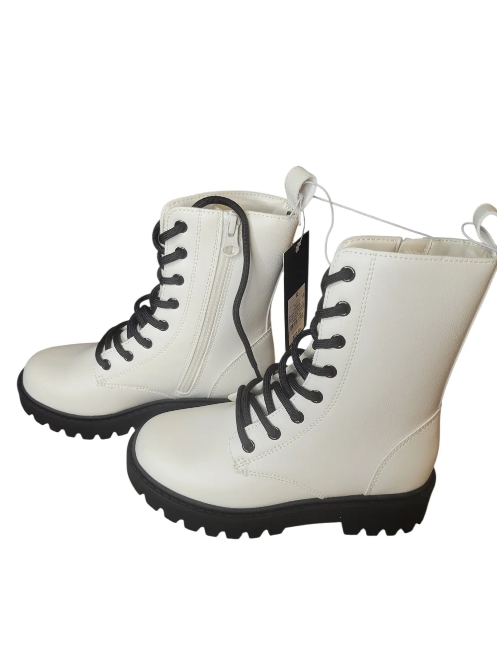 Art Class Girl's Cream Lace-Up Combat Boots